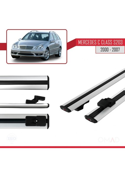 Mercedes C Class (S203) 2000-2007 Arası ile Uyumlu Basıc Model Ara Atkı Tavan Barı Gri modelleri
