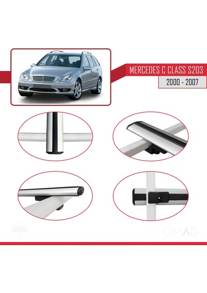 Mercedes C Class (S203) 2000-2007 Arası ile Uyumlu Basıc Model Ara Atkı Tavan Barı Gri fırsatları