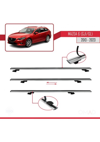 Mazda 6 (Gj1/gl) 2013 ve Sonrası ile Uyumlu Basıc Model Ara Atkı Tavan Barı Gri