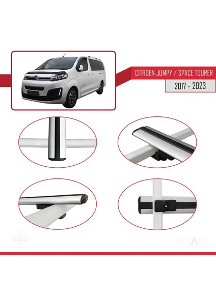 Citroen Jumpy - Space Tourer 2017 ve Sonrası ile Uyumlu Basıc Model Ara Atkı Tavan Barı Gri fırsatları