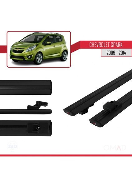 Chevrolet Spark 2009-2014 Arası ile Uyumlu Basıc Model Ara Atkı Tavan Barı Siyah
