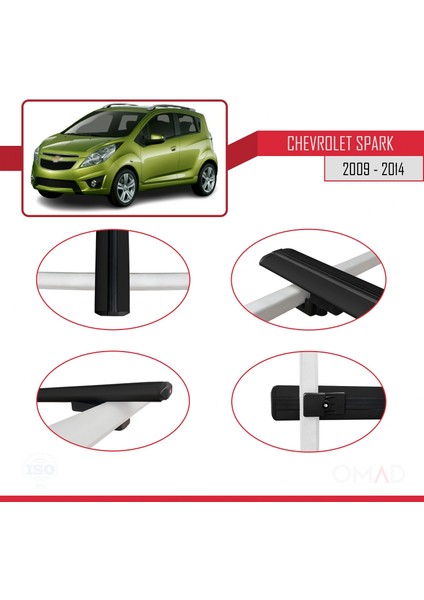 Chevrolet Spark 2009-2014 Arası ile Uyumlu Basıc Model Ara Atkı Tavan Barı Siyah