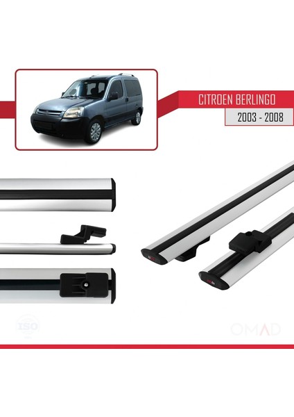 Citroen Berlingo 2003-2008 Arası ile Uyumlu Basıc Model Ara Atkı Tavan Barı Gri