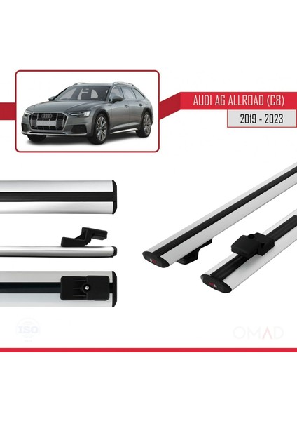 Audi A6 Allroad (C8) 2019 ve Sonrası ile Uyumlu Basıc Model Ara Atkı Tavan Barı Gri