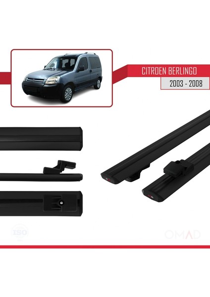 Citroen Berlingo 2003-2008 Arası ile Uyumlu Basıc Model Ara Atkı Tavan Barı Siyah