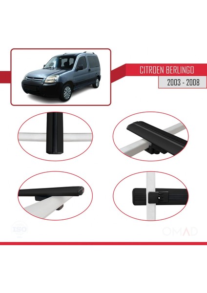 Citroen Berlingo 2003-2008 Arası ile Uyumlu Basıc Model Ara Atkı Tavan Barı Siyah