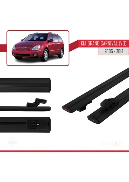 Kia Carnival (Vq) 2006-2014 Arası ile Uyumlu Basıc Model Ara Atkı Tavan Barı Siyah