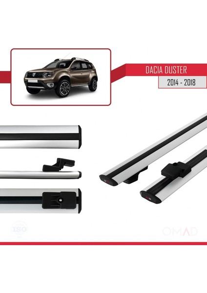 Dacia Duster 2014-2018 Arası ile Uyumlu Basıc Model Ara Atkı Tavan Barı Gri