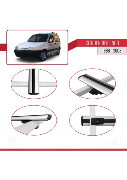 Citroen Berlingo 1996-2003 Arası ile Uyumlu Basıc Model Ara Atkı Tavan Barı Gri