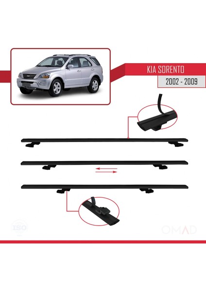 Kia Sorento 2002-2009 Arası ile Uyumlu Basıc Model Ara Atkı Tavan Barı Siyah indirimleri