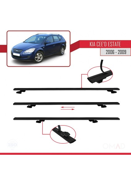 Kia Ceed Sportswagon 2006-2009 Arası ile Uyumlu Basıc Model Ara Atkı Tavan Barı Siyah indirimleri