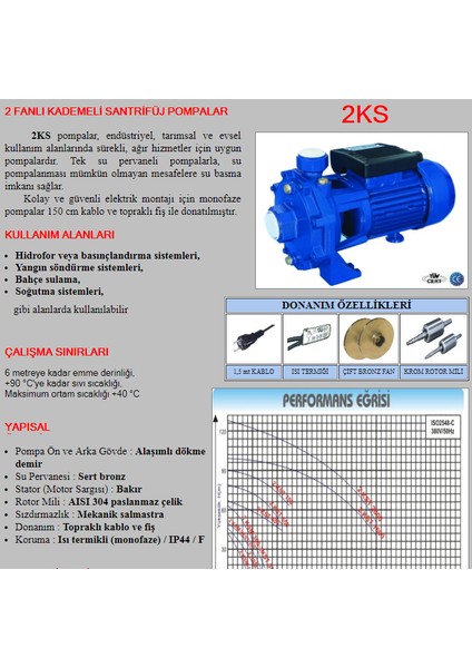 Bestpump 2 HP-220V-2 Kademe- 2ksm 200-203 Santrifüj Su Pompası fiyatları