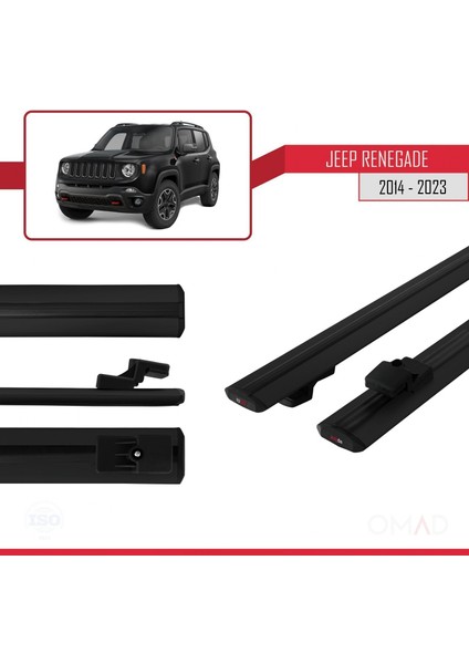 Jeep Renegade 2014 ve Sonrası ile Uyumlu Basıc Model Ara Atkı Tavan Barı Siyah modelleri