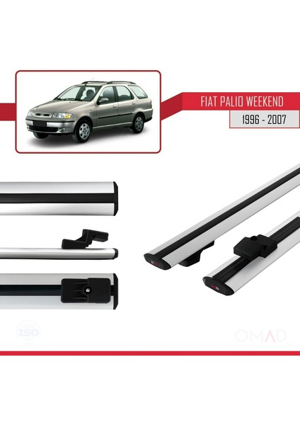 Fiat Palio Weekend 1996-2007 Arası ile Uyumlu Basıc Model Ara Atkı Tavan Barı Gri