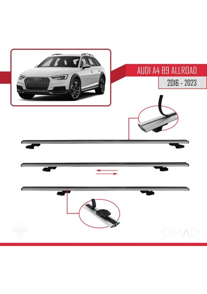 Audi A4 (B9) Allroad 2016 ve Sonrası ile Uyumlu Basıc Model Ara Atkı Tavan Barı Gri indirimleri