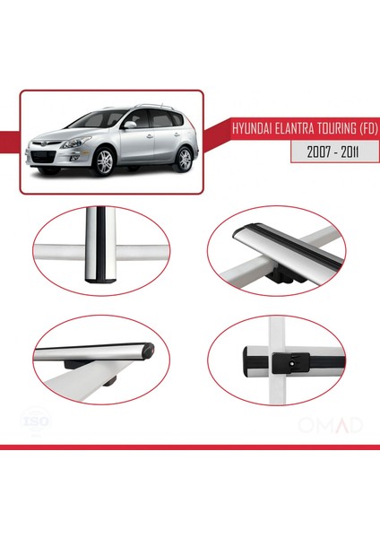 Hyundai Elantra Touring (Fd) 2007-2011 Arası ile Uyumlu Basıc Model Ara Atkı Tavan Barı Gri fırsatları