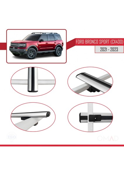 Ford Bronco Sport (CX430) 2021 ve Sonrası ile Uyumlu Basıc Model Ara Atkı Tavan Barı Gri
