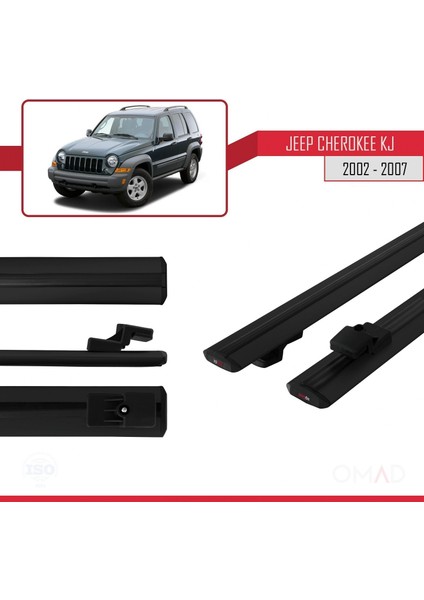 Jeep Cherokee (Kj) 2002-2007 Arası ile Uyumlu Basıc Model Ara Atkı Tavan Barı Siyah