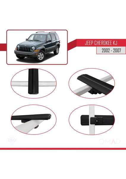 Jeep Cherokee (Kj) 2002-2007 Arası ile Uyumlu Basıc Model Ara Atkı Tavan Barı Siyah