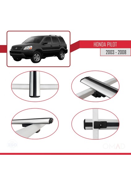 Honda Pilot 2003-2008 Arası ile Uyumlu Basıc Model Ara Atkı Tavan Barı Gri