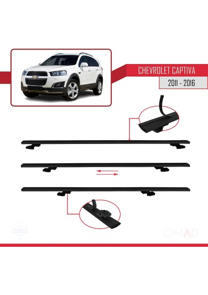 Chevrolet Captiva 2011-2016 Arası ile Uyumlu Basıc Model Ara Atkı Tavan Barı Siyah