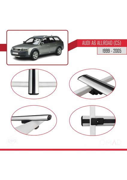 Audi A6 Allroad (C5) 1999-2005 Arası ile Uyumlu Basıc Model Ara Atkı Tavan Barı Gri fırsatları