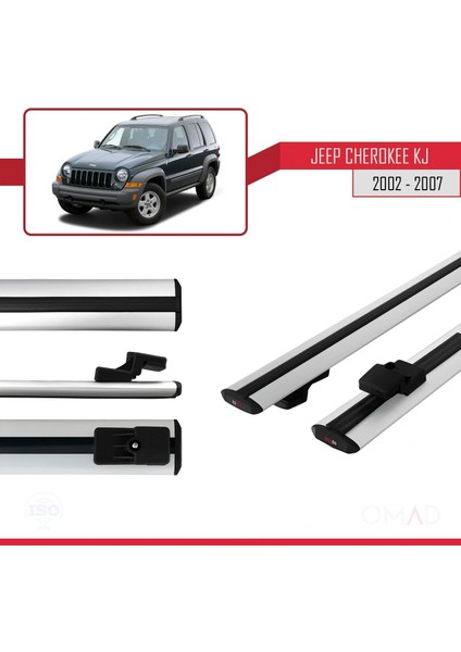 Jeep Cherokee (Kj) 2002-2007 Arası ile Uyumlu Basıc Model Ara Atkı Tavan Barı Gri modelleri
