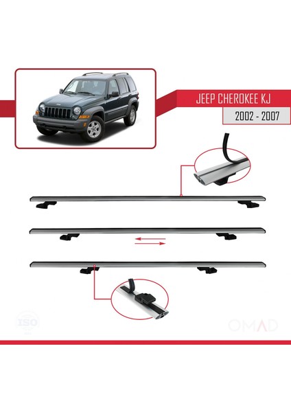 Jeep Cherokee (Kj) 2002-2007 Arası ile Uyumlu Basıc Model Ara Atkı Tavan Barı Gri indirimleri