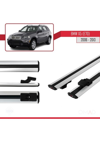 Bmw X5 (E70) 2006-2013 Arası ile Uyumlu Basıc Model Ara Atkı Tavan Barı Gri