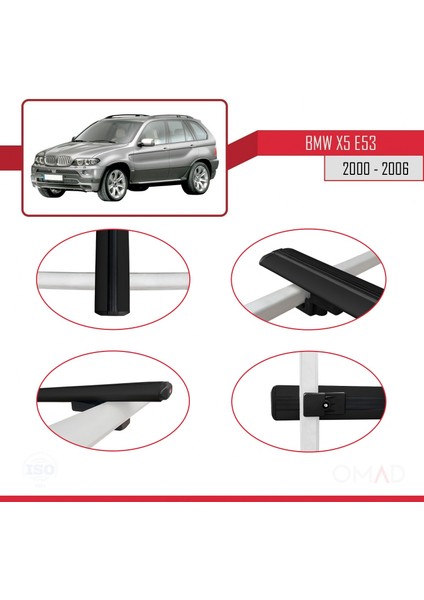 Bmw X5 (E53) 2000-2006 Arası ile Uyumlu Basıc Model Ara Atkı Tavan Barı Siyah