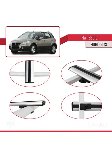 Fiat Sedici 2006-2013 Arası ile Uyumlu Basıc Model Ara Atkı Tavan Barı Gri
