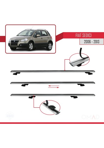 Fiat Sedici 2006-2013 Arası ile Uyumlu Basıc Model Ara Atkı Tavan Barı Gri