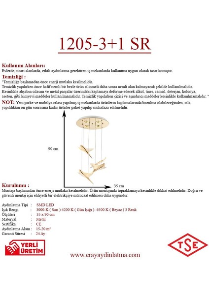 1205-3+1 4lü Sarkıt Led Avize