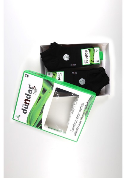 Erkek Plus Bambu Siyah Dikişsiz Soft Yıkama Kokulu Patik Çorap 12'li Kutulu