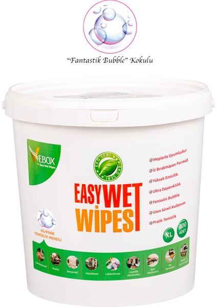 Vebox easy Wet Wipes Kova Islak Mendil Fantastik Bublle Kokulu Eko 300'lü