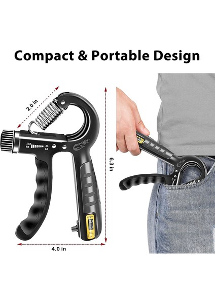 Orijinal Sayaçlı El Yayı 60 kg - 5 kg Ayarlanabilir 1 Adet El Yayı Bilek Kas Güçlendirici