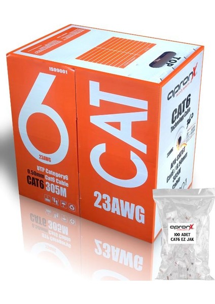 Cat6 23AWG 305M 0,50MM Turuncu Utp Kablo + 100 Adet Ez Jak modelleri