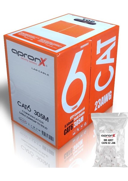 Cat6 23AWG 305M 0,50MM Turuncu Utp Kablo + 100 Adet Ez Jak fırsatları