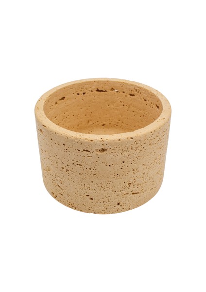 Traverten Yuvarlak Kase Saksı