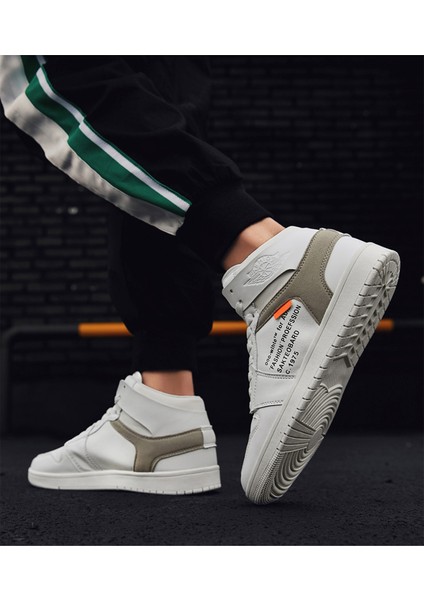 Erkekler ve Kadınlar Için Moda Basketbol Ayakkabıları Açık Sneakers Rahat ve Nefes Basketbol Rahat Spor Botları - Beyaz (Yurt Dışından)