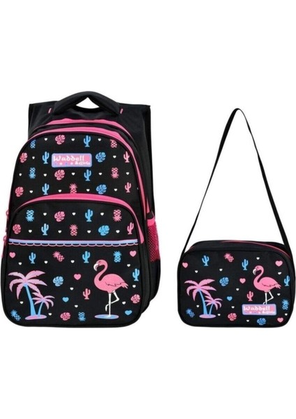 Flamingo Desenli Ilkokul + Beslenme Çantası 3001