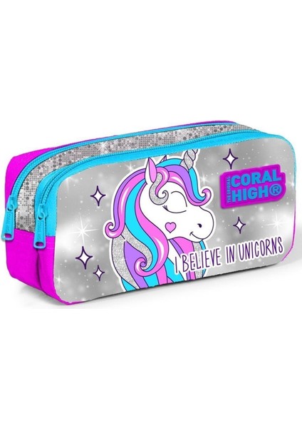 Coral High Kız Çocuk Unicorn Ilkokul Çantası Ve Kalemlik Seti - Usb Çıkışlı