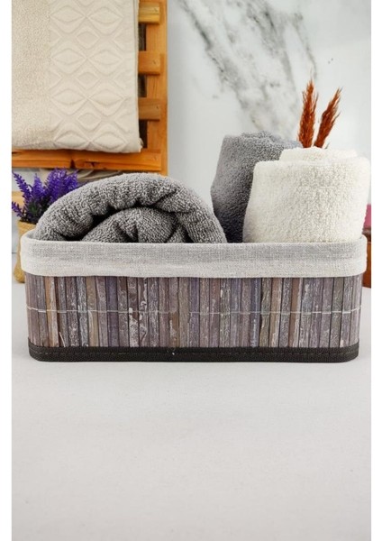 Bambu Çok Amaçlı Saklama Kutusu Düzenleyici Orta Boy Organizer Gri 29X19X10 cm - CL-6006-2