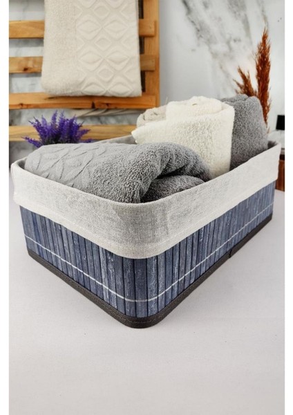 Bambu Çok Amaçlı Saklama Kutusu Düzenleyici Büyük Boy Organizer Gri 33X23X12 cm - CL-6005-2
