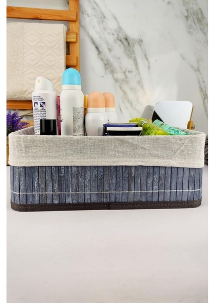 Bambu Çok Amaçlı Saklama Kutusu Düzenleyici Büyük Boy Organizer Gri 33X23X12 cm - CL-6005-2