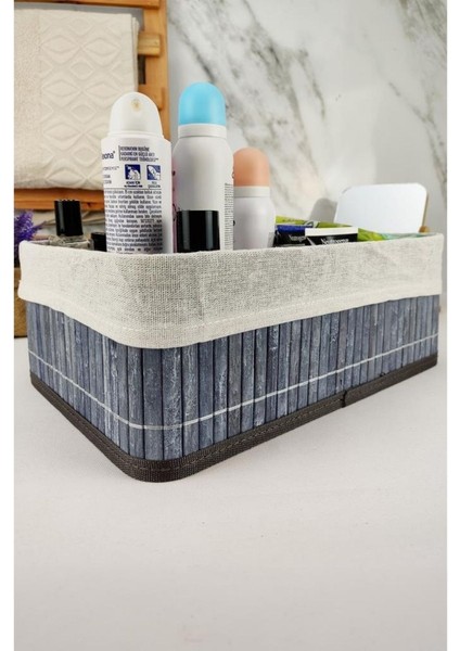 Bambu Çok Amaçlı Saklama Kutusu Düzenleyici Büyük Boy Organizer Gri 33X23X12 cm - CL-6005-2