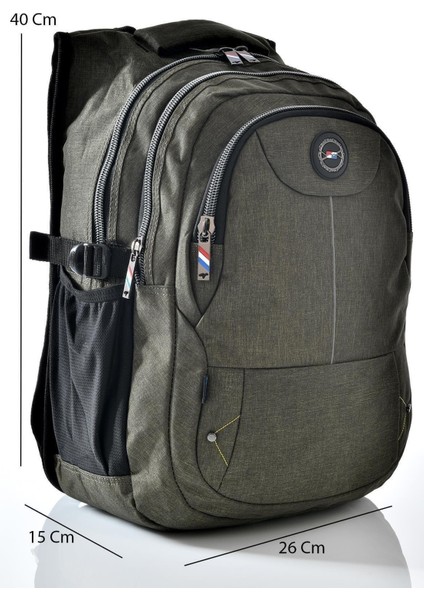 Okul Sırt Çantası Haki Renk Su Geçirmez Destekli Yapı 40cm x 15cm x 26cm fırsatları