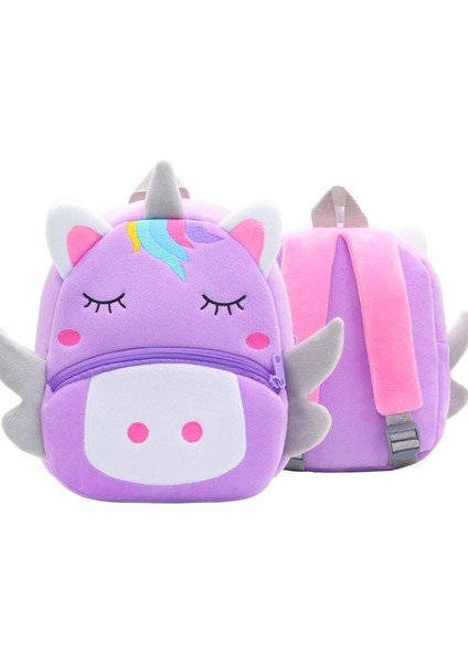 Hayvanat Bahçesi Serisi Peluş Çocuk Okul Çantası Unicorn Mor (Yurt Dışından) (Yurt Dışından)