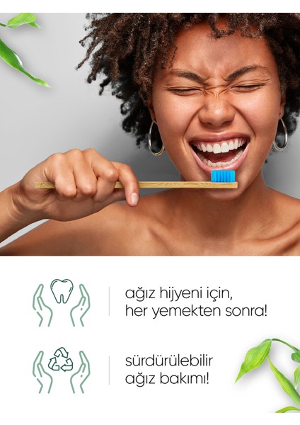 Doğal Bambu Vegan Diş Fırçası - 4 Adet- Orta Sert - Plastiksiz