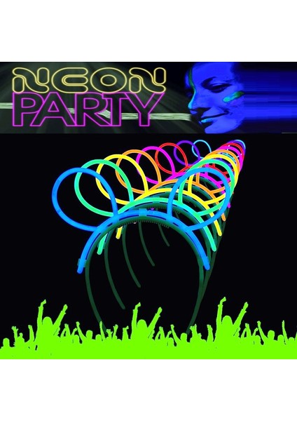 Kuzey Oyuncak Fosforlu Taç Neon Parti Işıkları Neon Taç Glow Stick Taç Glow Taç Neon Taç Işıklı Taç  3 Adet Taç